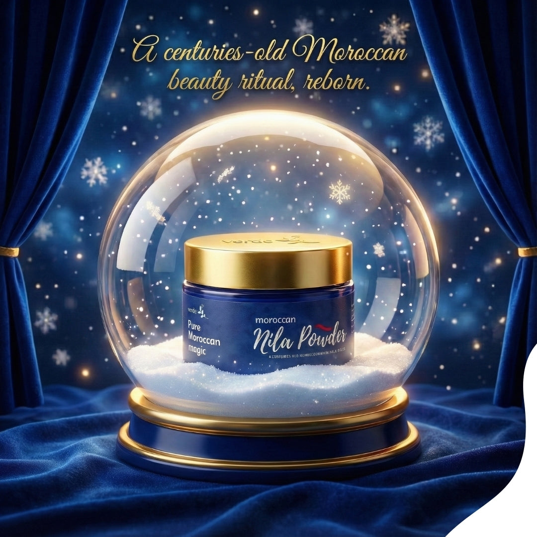 Moroccan Nila Powder 100% Authentic - Brightens & Evens Skin Tone | Face & Body Blue Clay Mask | Traditional Moroccan Skincare All Skin Types - 50 GM - verdc