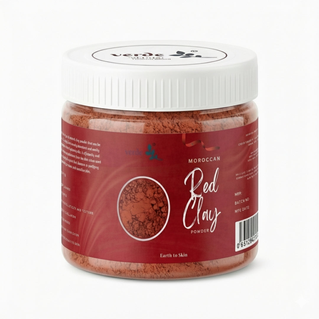 100% Pure Moroccan Red Clay Powder | 200GM | Raw Clay Facial Mask | Deeply Cleanses Pores & Purifies the Skin verdc