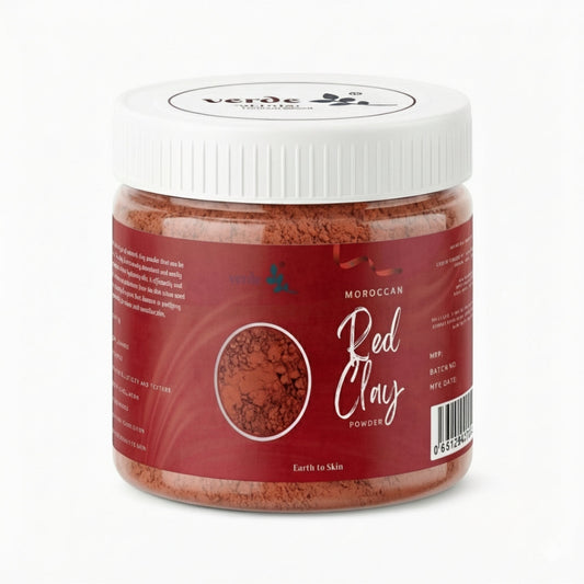100% Pure Moroccan Red Clay Powder | 200GM | Raw Clay Facial Mask | Deeply Cleanses Pores & Purifies the Skin verdc