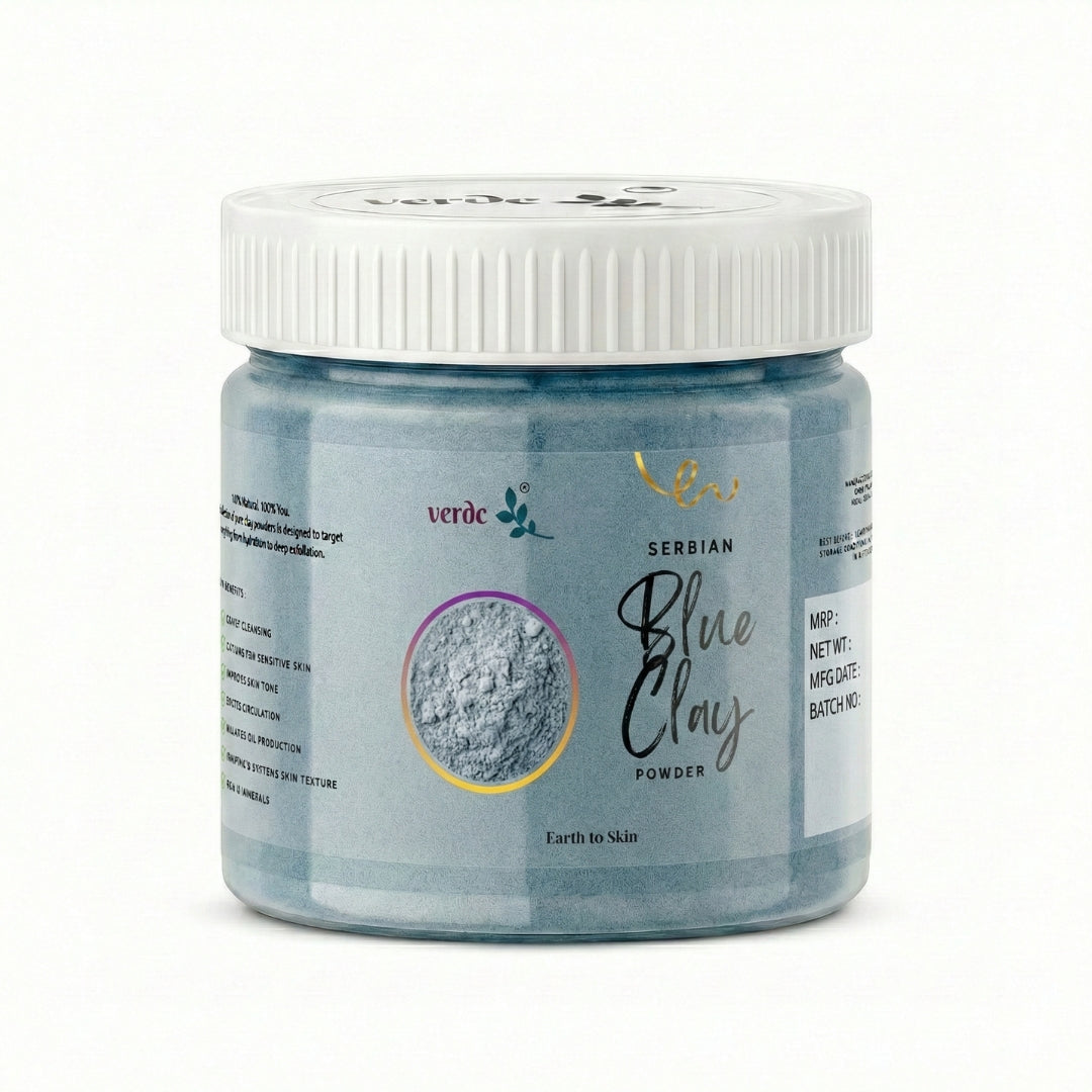 Natural Serbian Blue Clay Powder for Face, Body & Hair Care | Reduces Blemishes | Nourish & Soothes The Skin (125 GM) verdc
