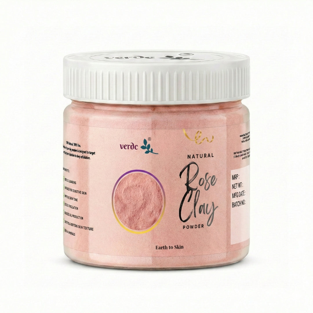 verdc - Natural Rose Clay Powder for Face, Body & Hair | Hydrating and Rejuvenating | Glowing Skin | (125 GM) verdc