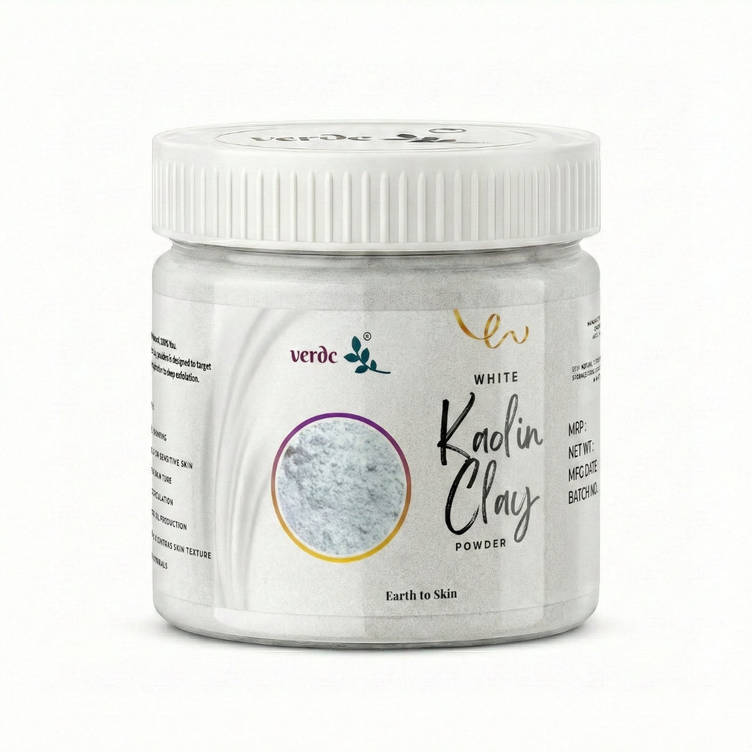 Kaolin Clay Powder For Face, Body & Hairs | China clay - For Acne, Blackheads & Glowing Skin, De Tan - Fack Pack For All Skin - 125 Gm - verdc