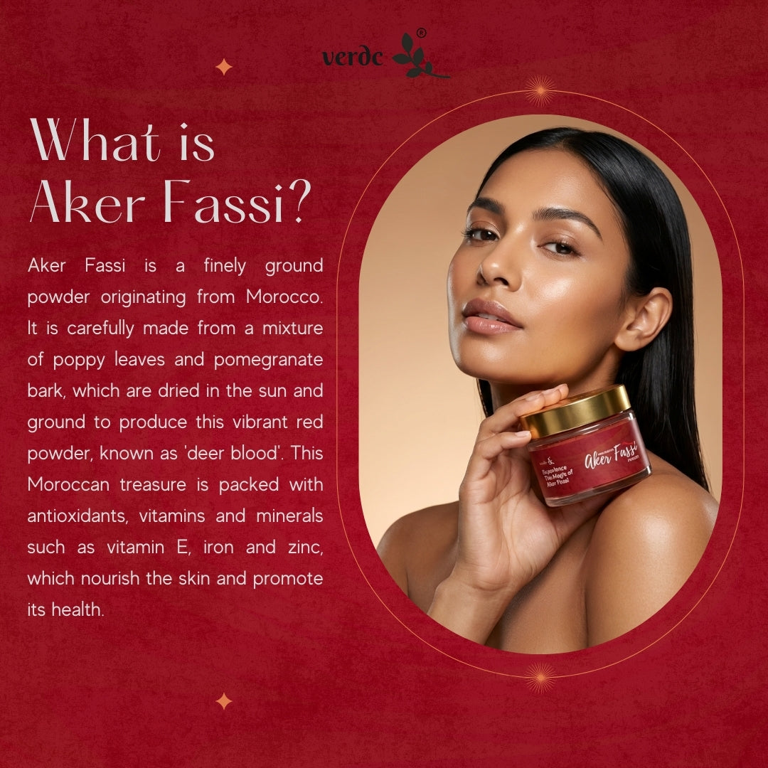 Moroccan Aker Fassi Powder |100% Authentic Traditional Moroccan Skincare - Brightens & Evens Skin Tone | All Skin Types (50 GM) - verdc