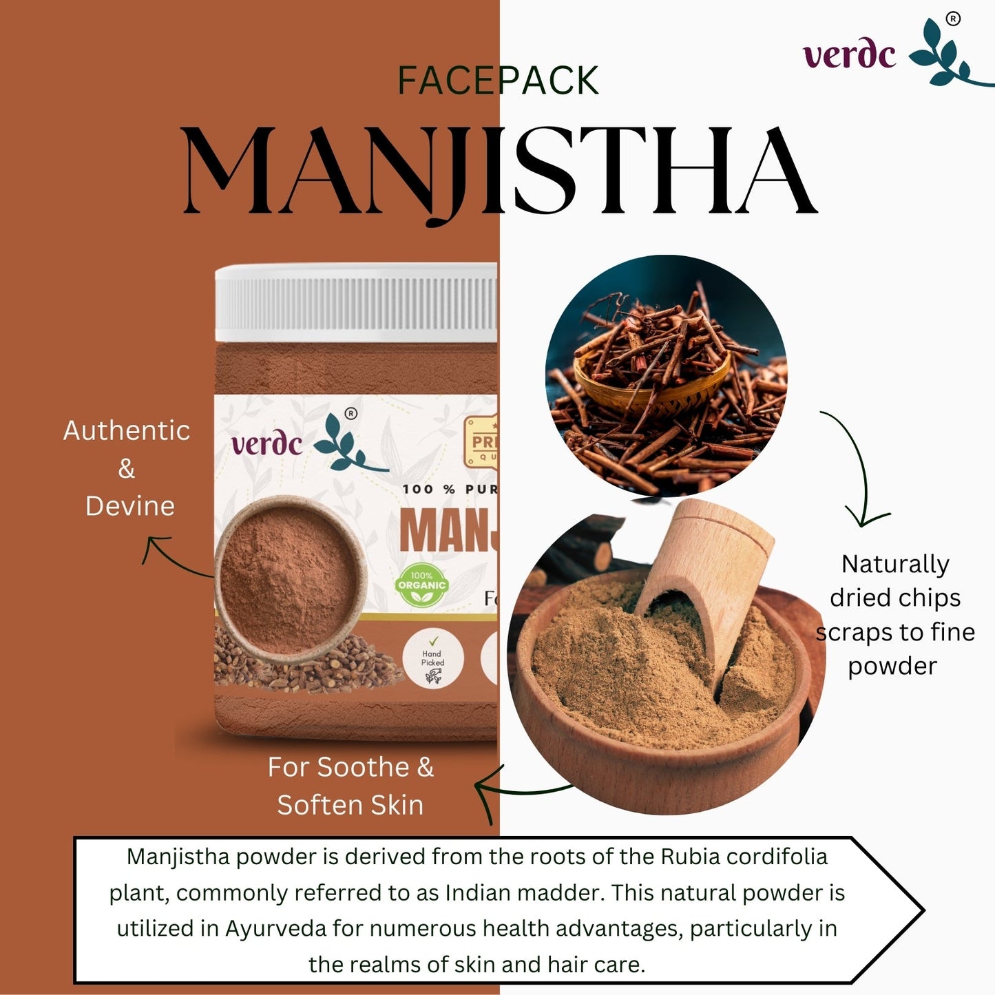 100% Pure & Natural Manjistha Powder for Face/Hair/Skin  (100 GM) My Store