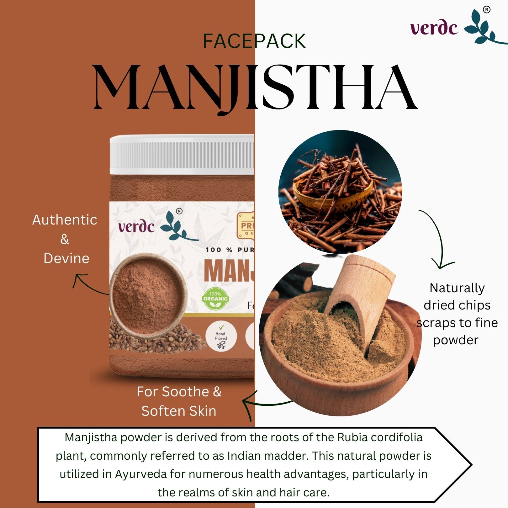 100% Pure & Natural Manjistha Powder for Face/Hair/Skin  (100 GM) My Store