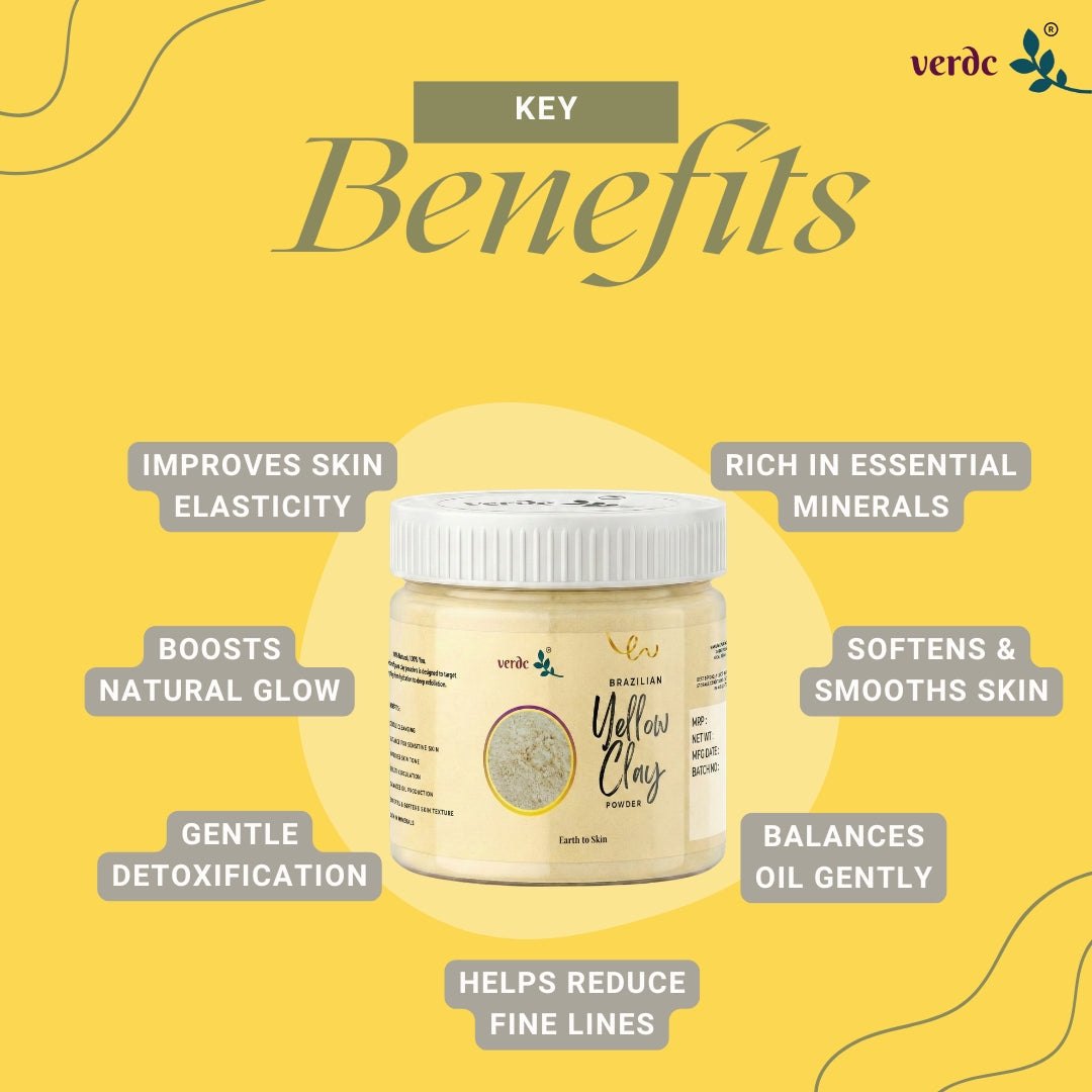 Brazilian Yellow Clay Powder for Skin Radiance & Skin Firming (125 GM) verdc