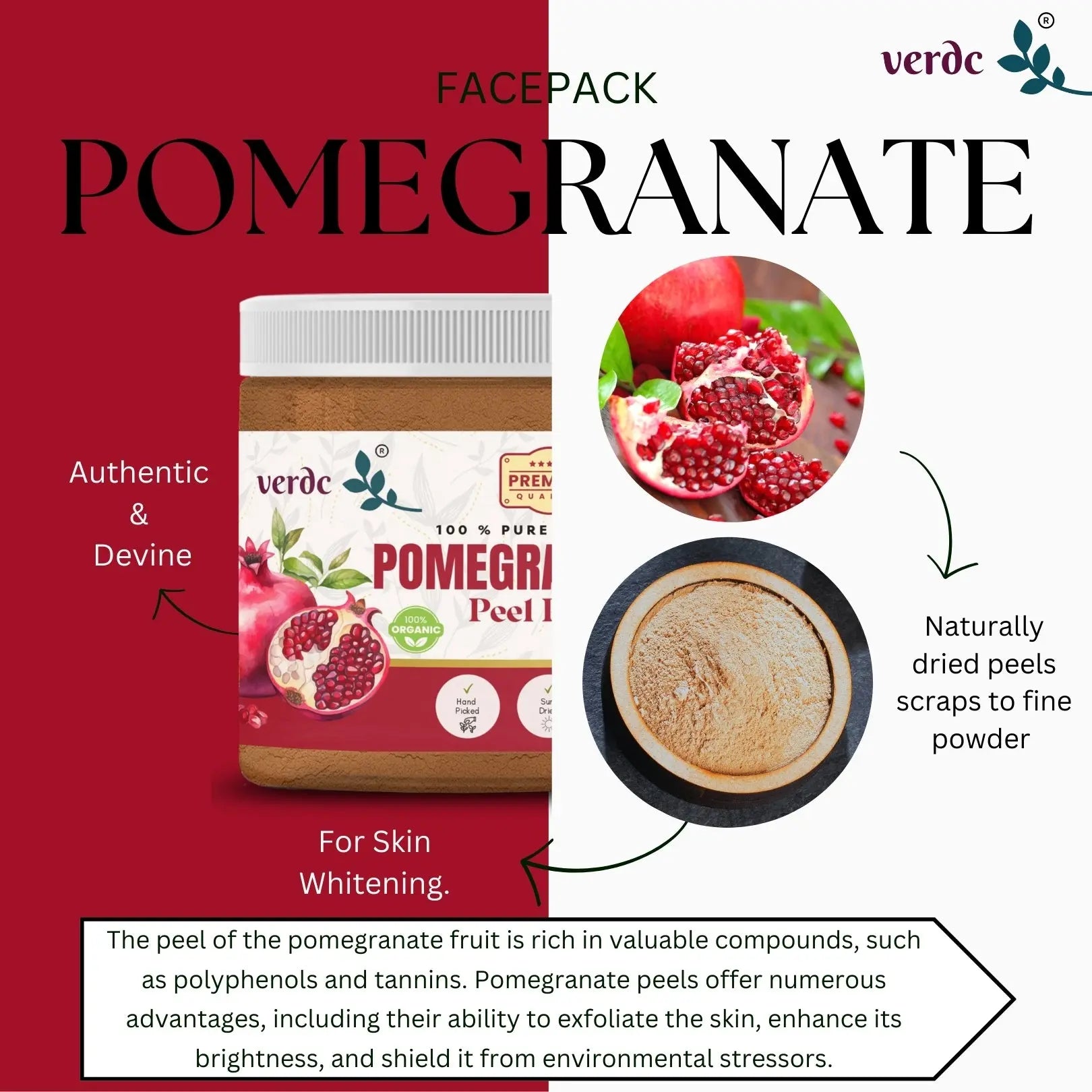 Pure & Natural Pomegranate/ Anar Peel Powder for Skin