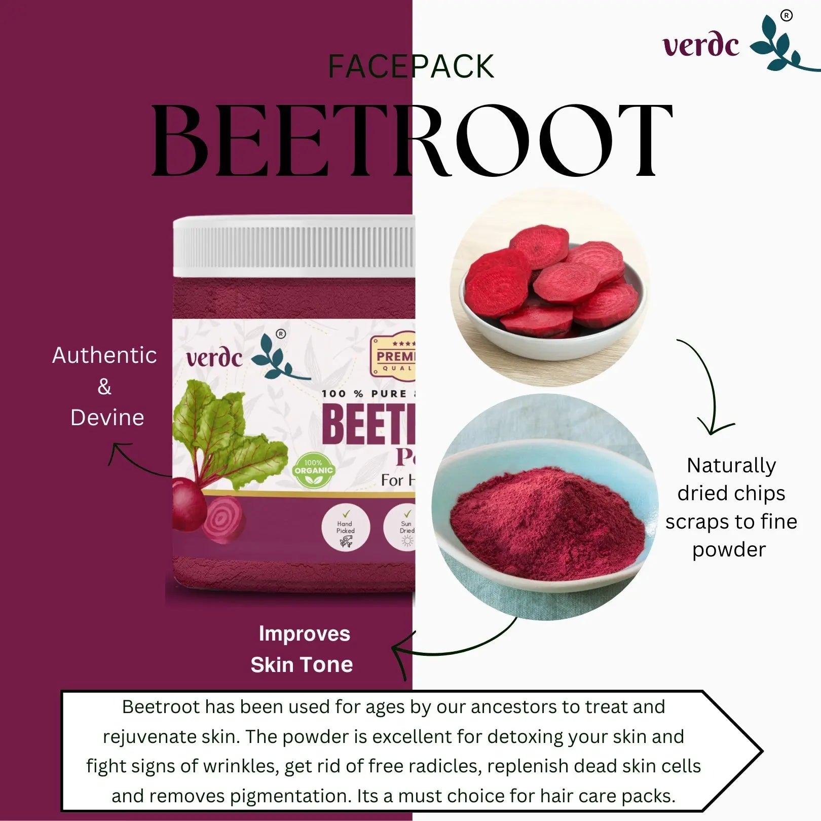 Pure & Natural Beetroot Powder for Face/Hair/Lips