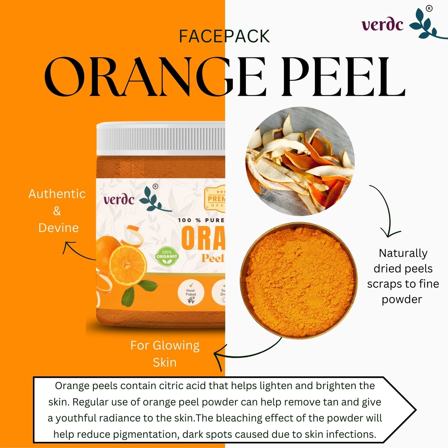 100% Pure & Natural Orange Peel Powder for Bright Skin - (100 GM) My Store