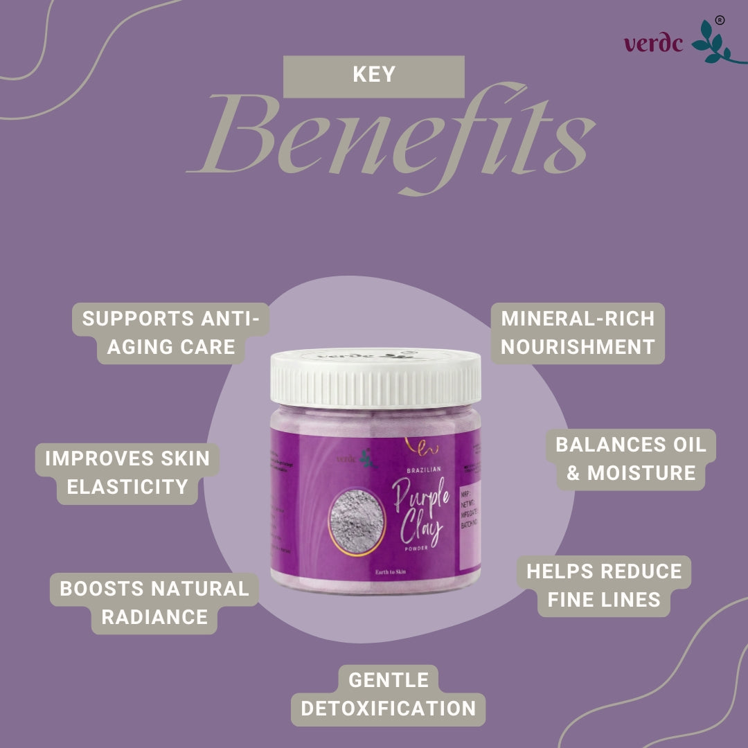 Brazilian Purple Clay Powder For Softens & Smooths Glowing Skin | 125 GM) verdc