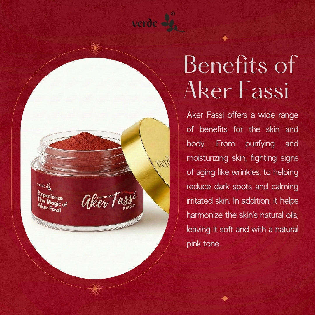 Moroccan Aker Fassi Powder |100% Authentic Traditional Moroccan Skincare - Brightens & Evens Skin Tone | All Skin Types (50 GM) - verdc