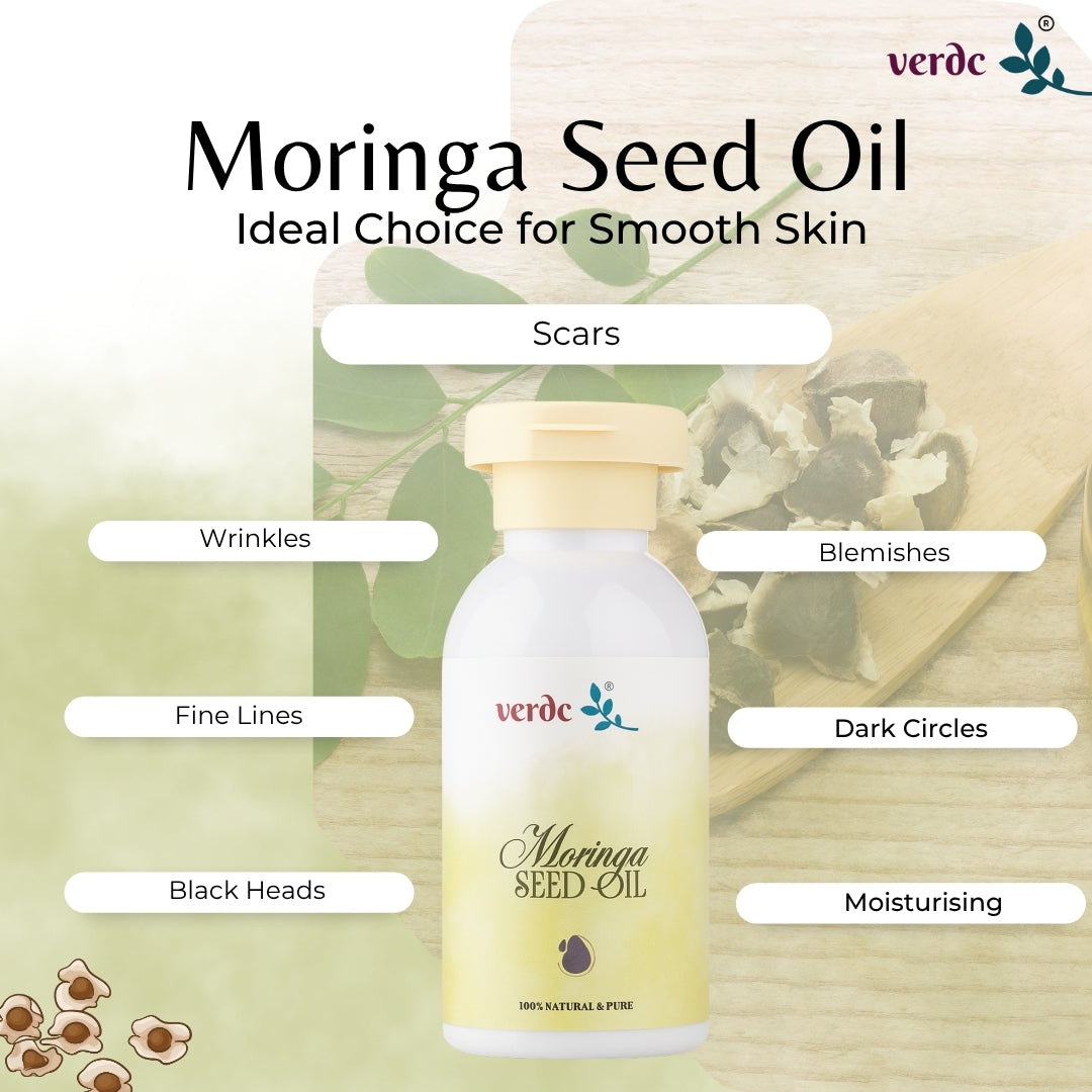 100% Pure Organic Moringa Seed Oil - Premium Moringa Oleifera Seeds Extract - Cold Pressed - Nourishes Skin & Hair, Natural Anti-ageing (100 ML) verdc