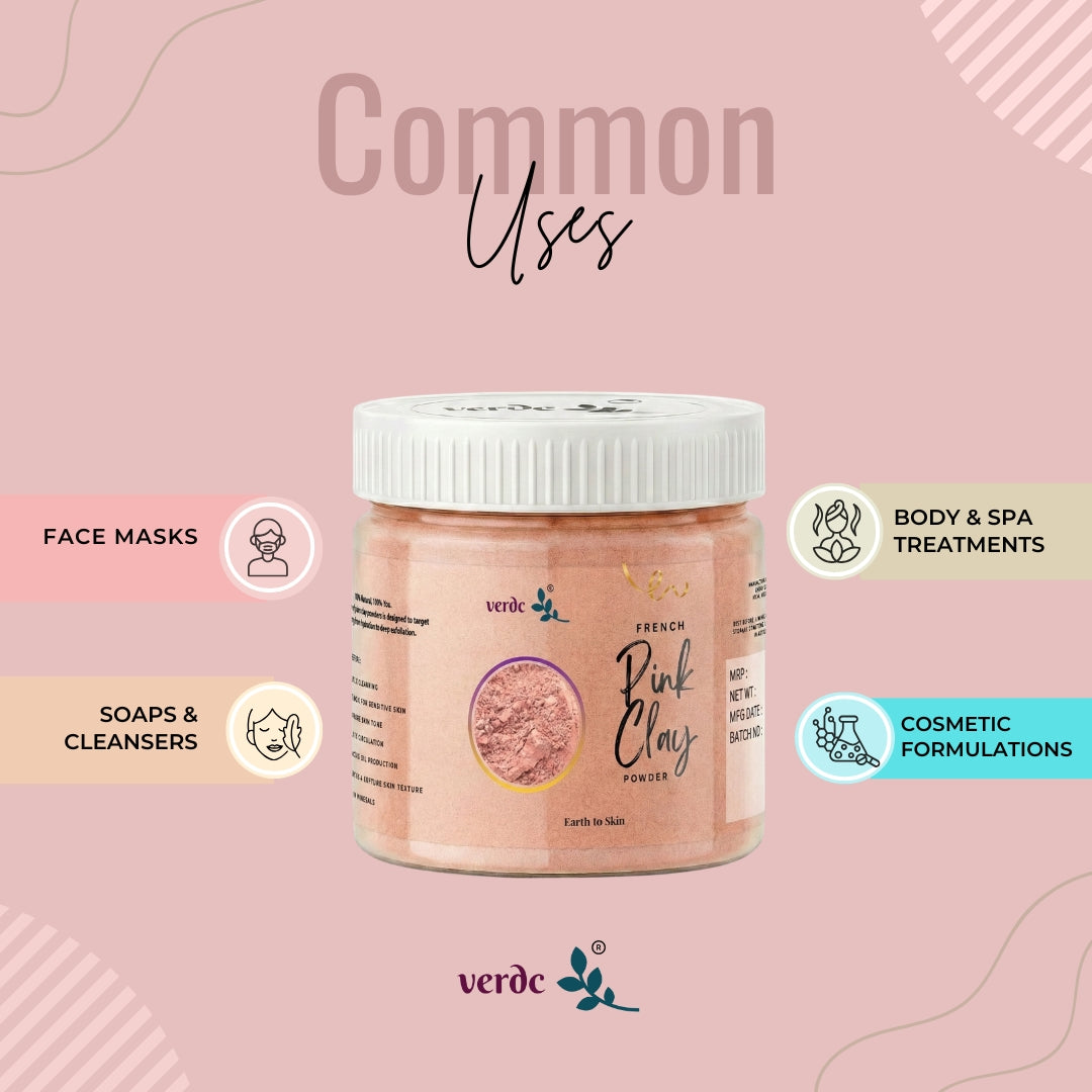 Natural French Pink Clay Powder | Cleanse & Detoxify the Skin | Enhances Natural Glow - 150 GM verdc
