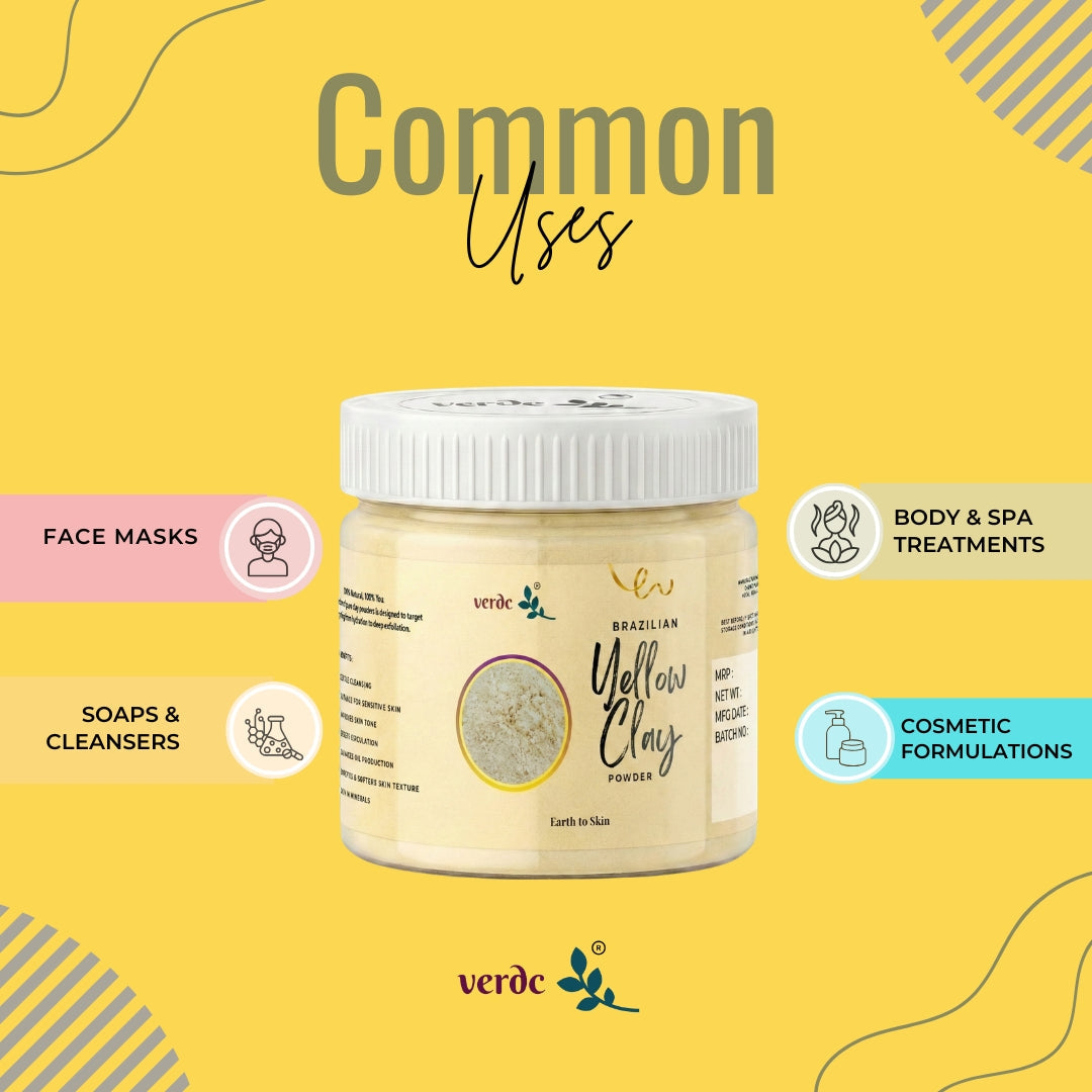 Brazilian Yellow Clay Powder for Skin Radiance & Skin Firming (125 GM) verdc