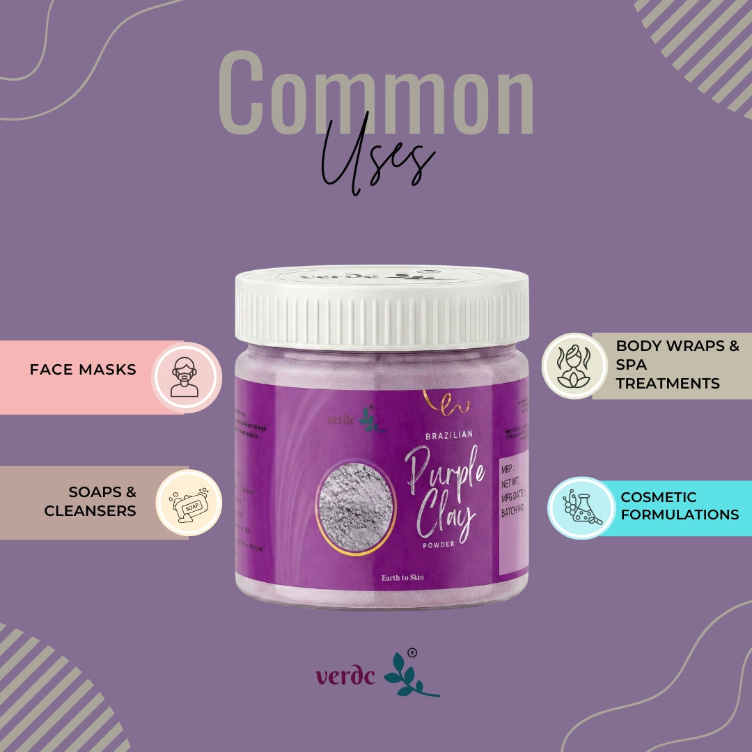 Brazilian Purple Clay Powder For Softens & Smooths Glowing Skin | 125 GM) verdc