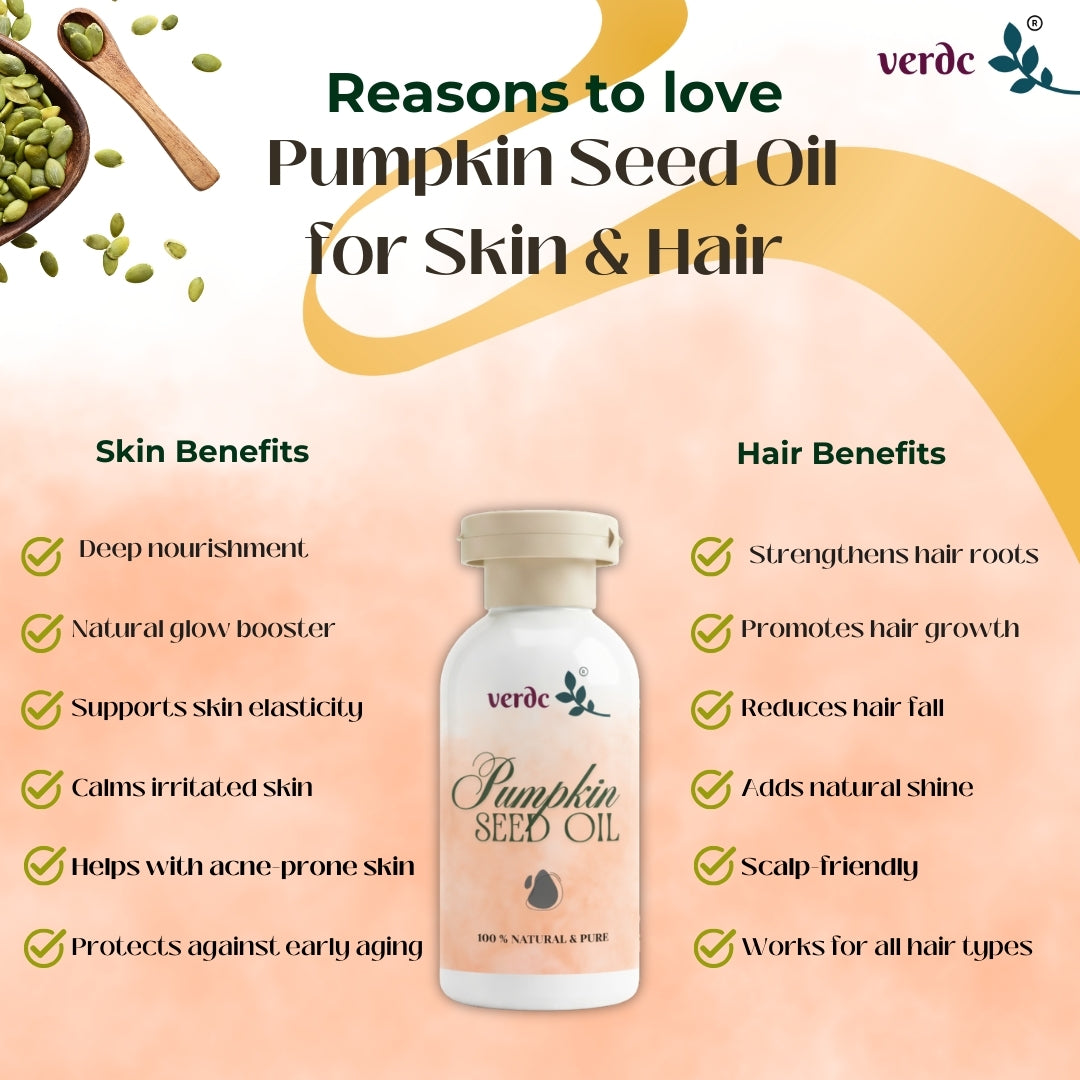 Natural Pumpkin Seed Oil for Skin & Hair | Anti-Aging | Healthy Hair & Scalp | Pure Cold Pressed