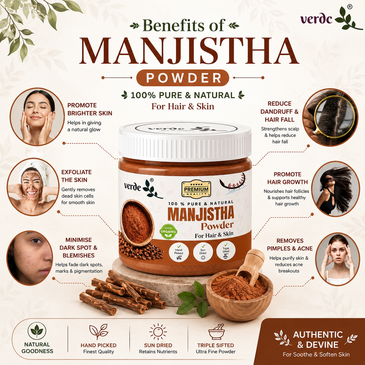 Pure & Natural Manjistha Powder for Face/Hair/Skin