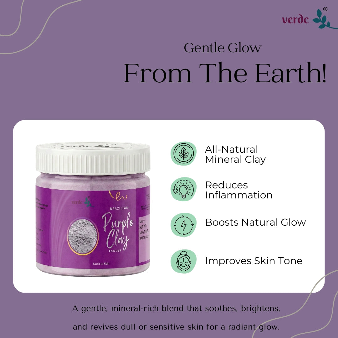 Brazilian Purple Clay Powder For Softens & Smooths Glowing Skin | 125 GM) verdc
