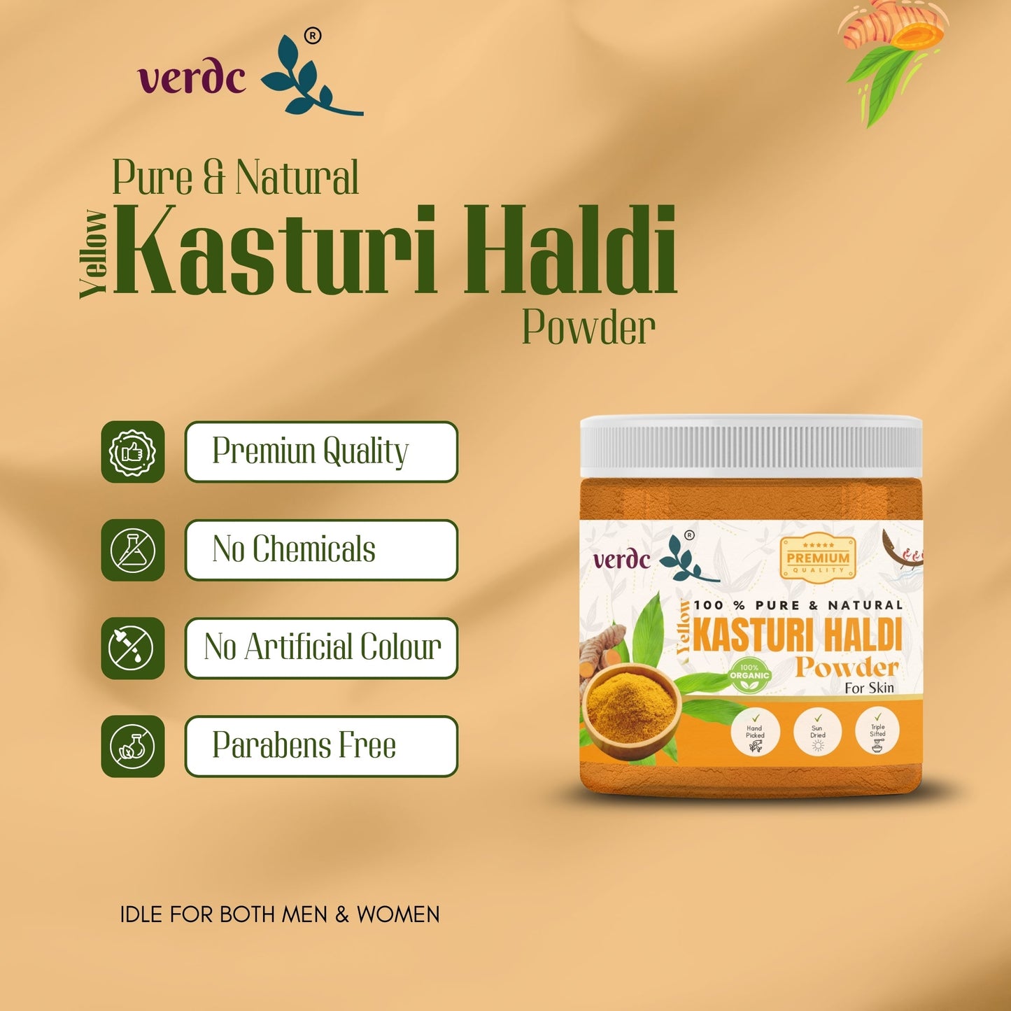 100% Pure & Natural Yellow Kasturi Haldi/Manjal Powder for Clear Skin 100 GM My Store