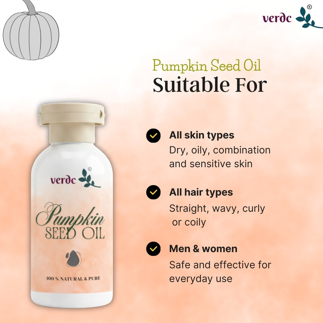 Natural Pumpkin Seed Oil for Skin & Hair | Anti-Aging | Healthy Hair & Scalp | Pure Cold Pressed