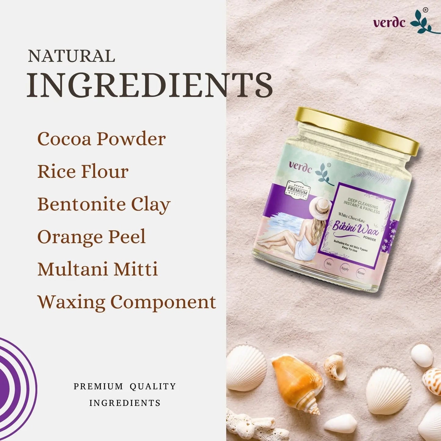 Bikini Wax Powder for Intimate Area - White Chocolate | Painless & Instant - All Skin Type