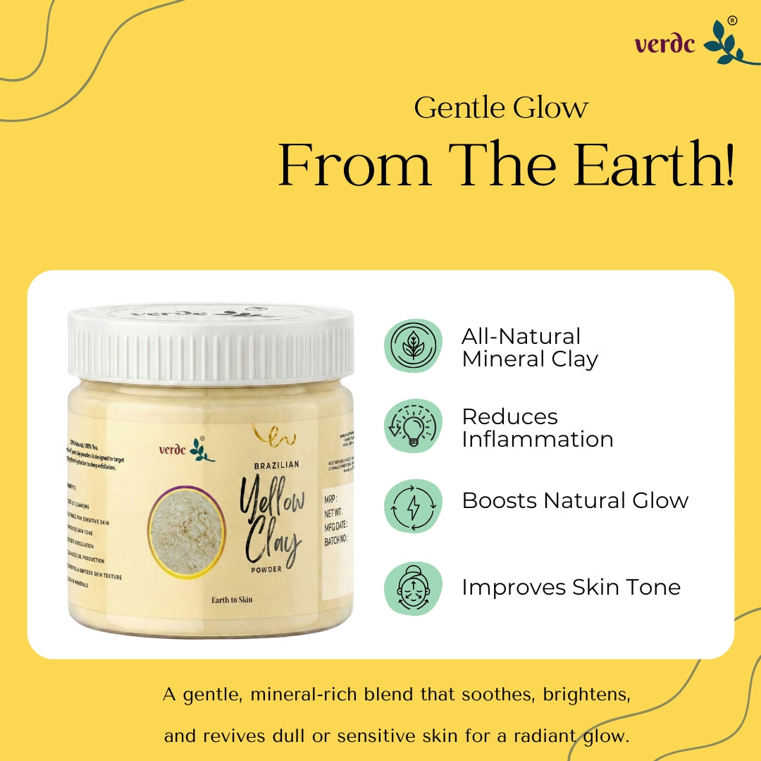 Brazilian Yellow Clay Powder for Skin Radiance & Skin Firming (125 GM) verdc