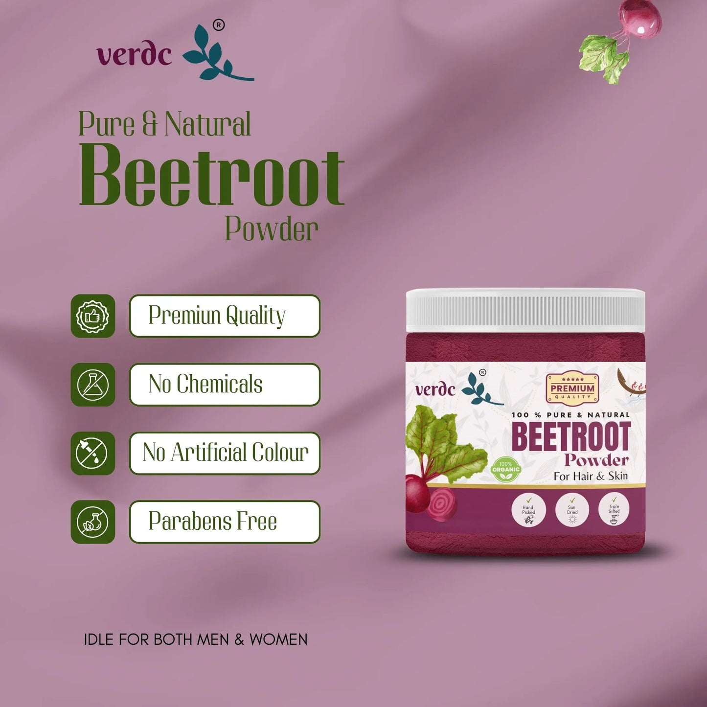 Pure & Natural Beetroot Powder for Face/Hair/Lips