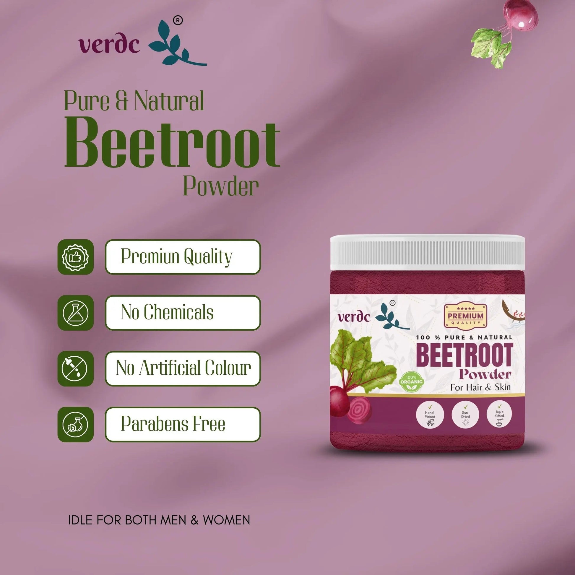 Pure & Natural Beetroot Powder for Face/Hair/Lips