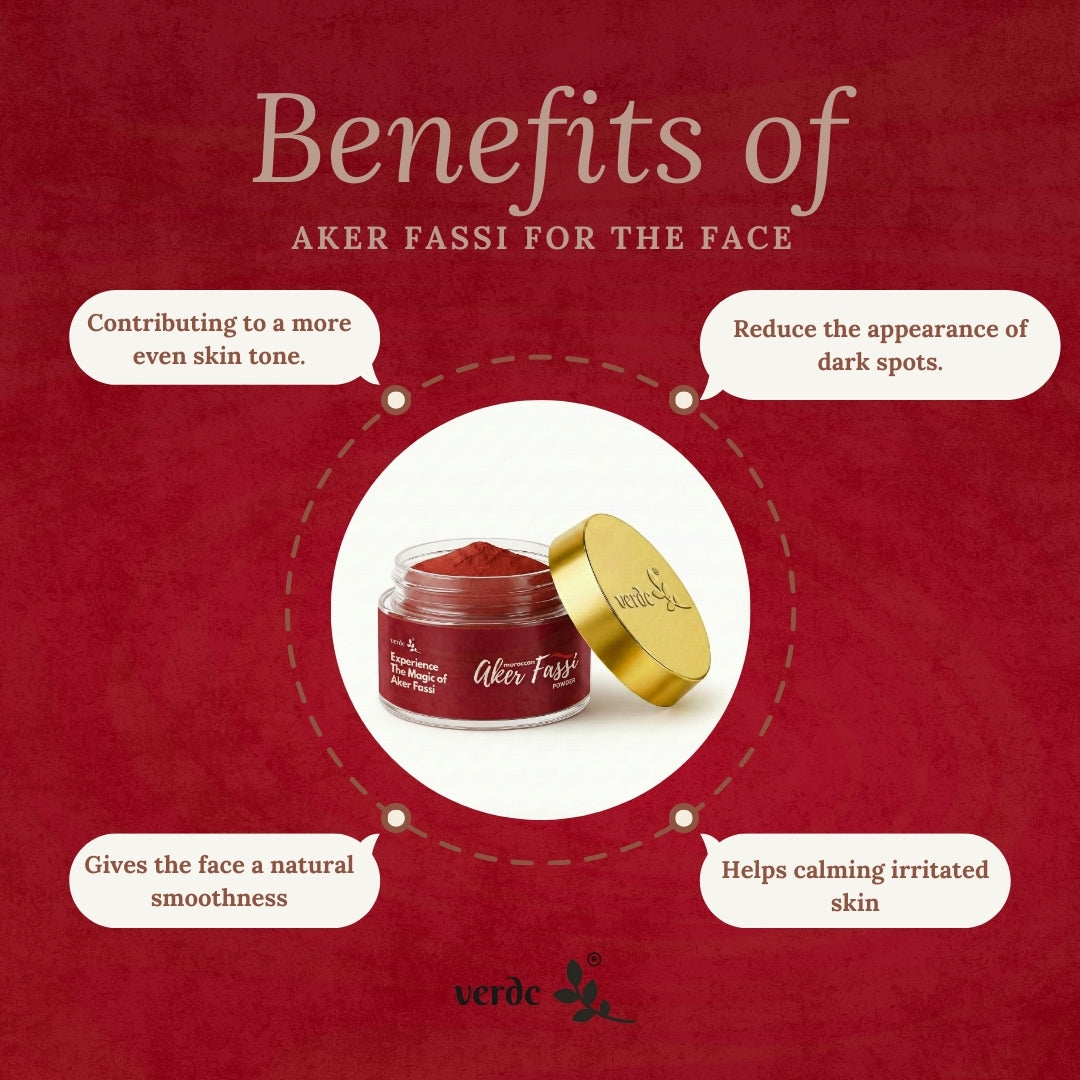 Moroccan Aker Fassi Powder |100% Authentic Traditional Moroccan Skincare - Brightens & Evens Skin Tone | All Skin Types (50 GM) - verdc