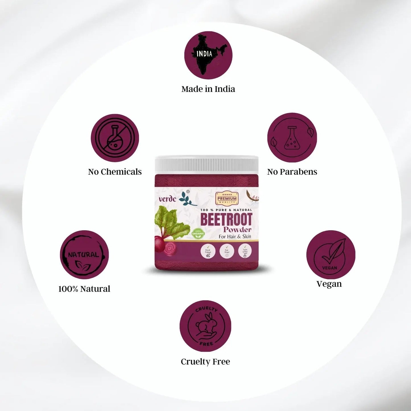 Pure & Natural Beetroot Powder for Face/Hair/Lips