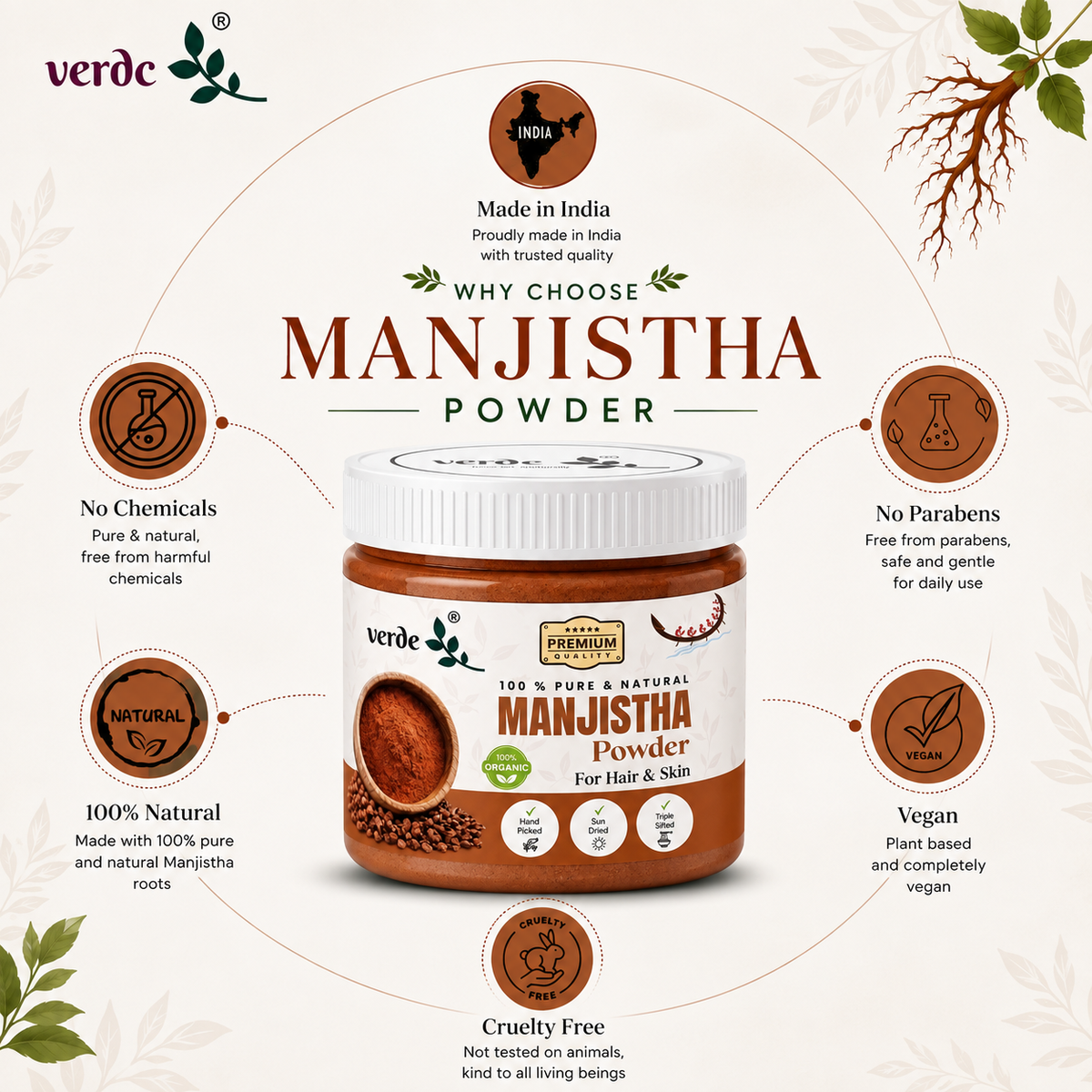 Pure & Natural Manjistha Powder for Face/Hair/Skin