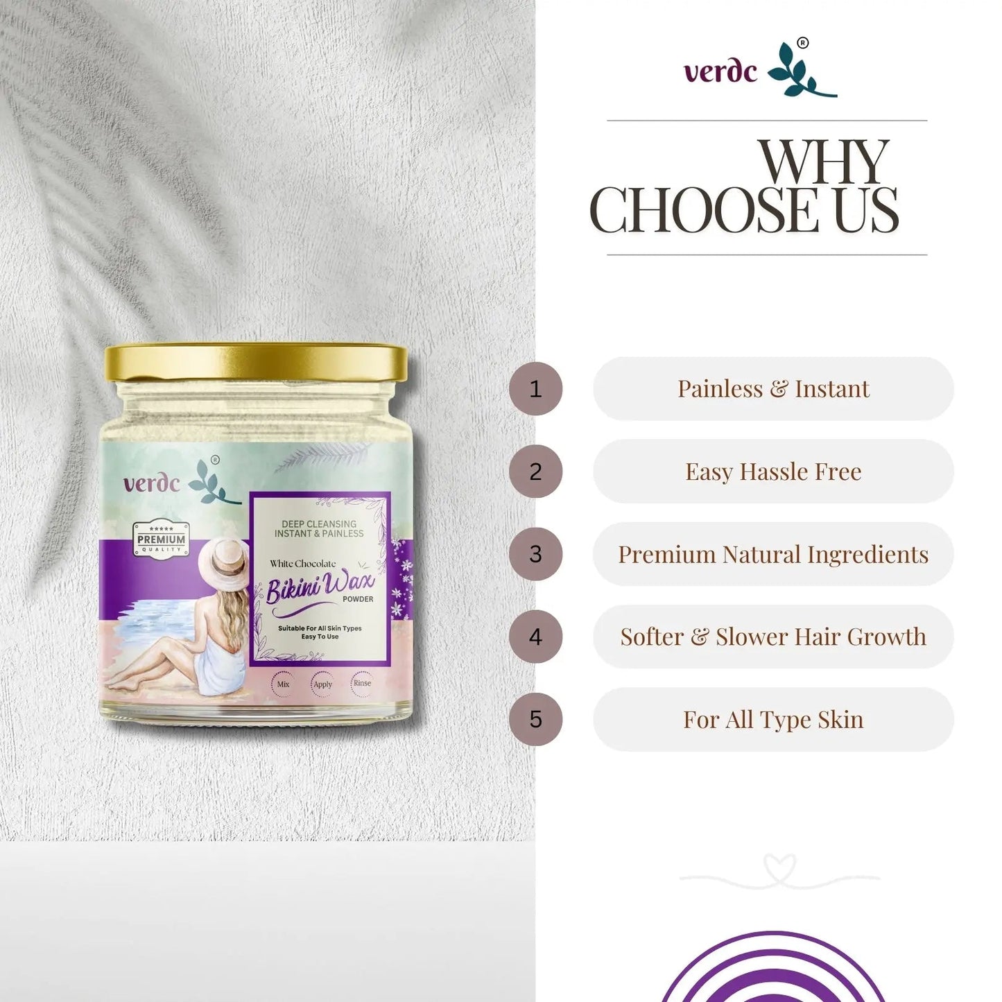 Bikini Wax Powder for Intimate Area - White Chocolate | Painless & Instant - All Skin Type