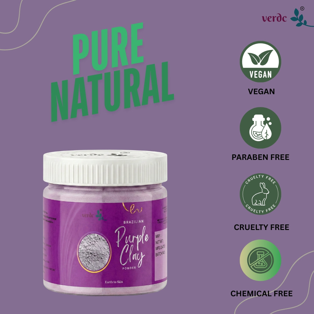 Brazilian Purple Clay Powder For Softens & Smooths Glowing Skin | 125 GM) verdc
