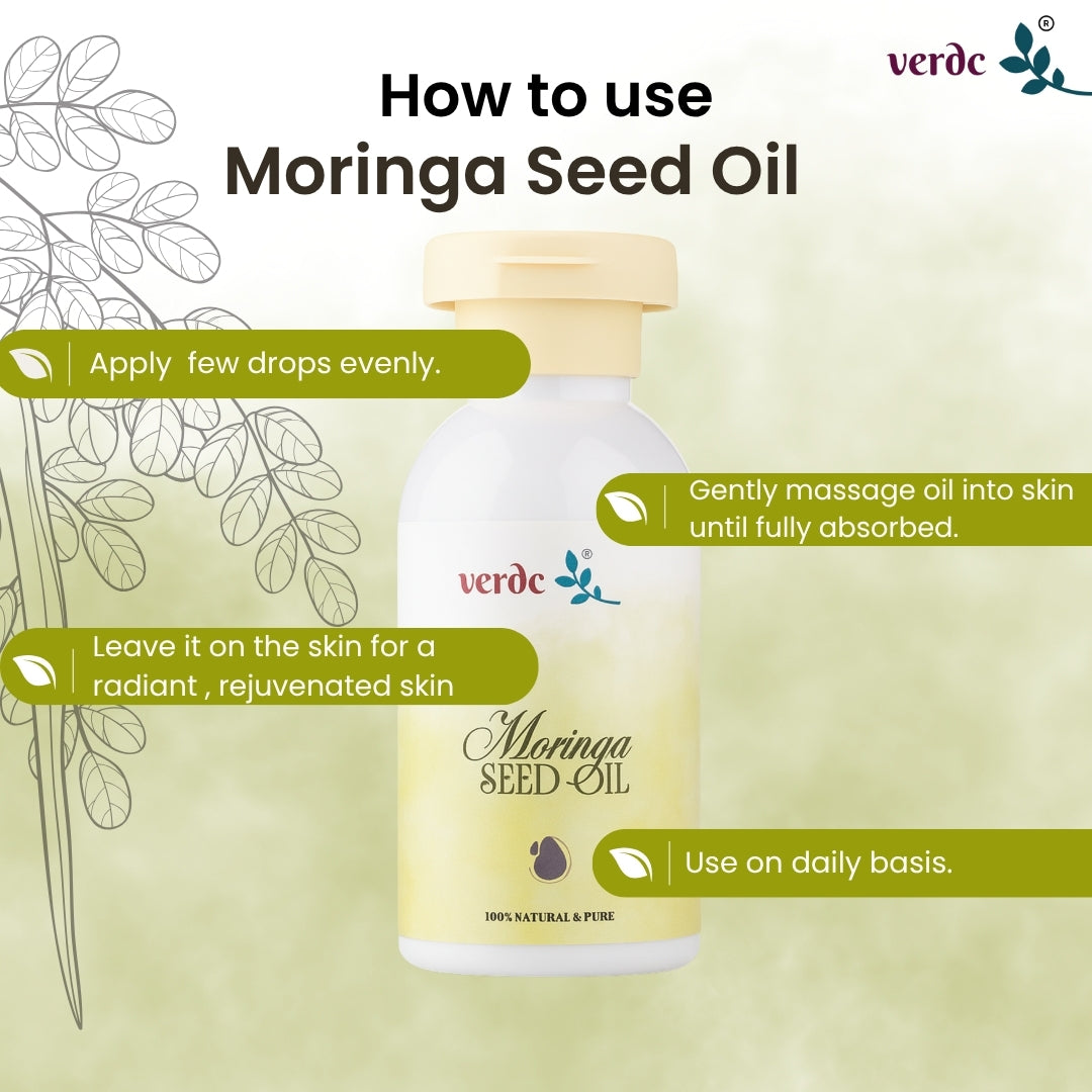 100% Pure Organic Moringa Seed Oil - Premium Moringa Oleifera Seeds Extract - Cold Pressed - Nourishes Skin & Hair, Natural Anti-ageing (100 ML) verdc