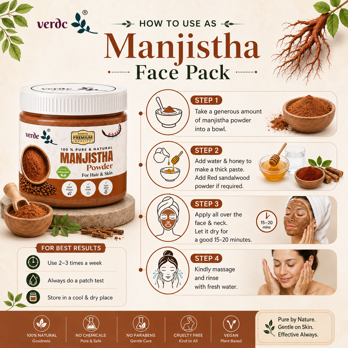 Pure & Natural Manjistha Powder for Face/Hair/Skin