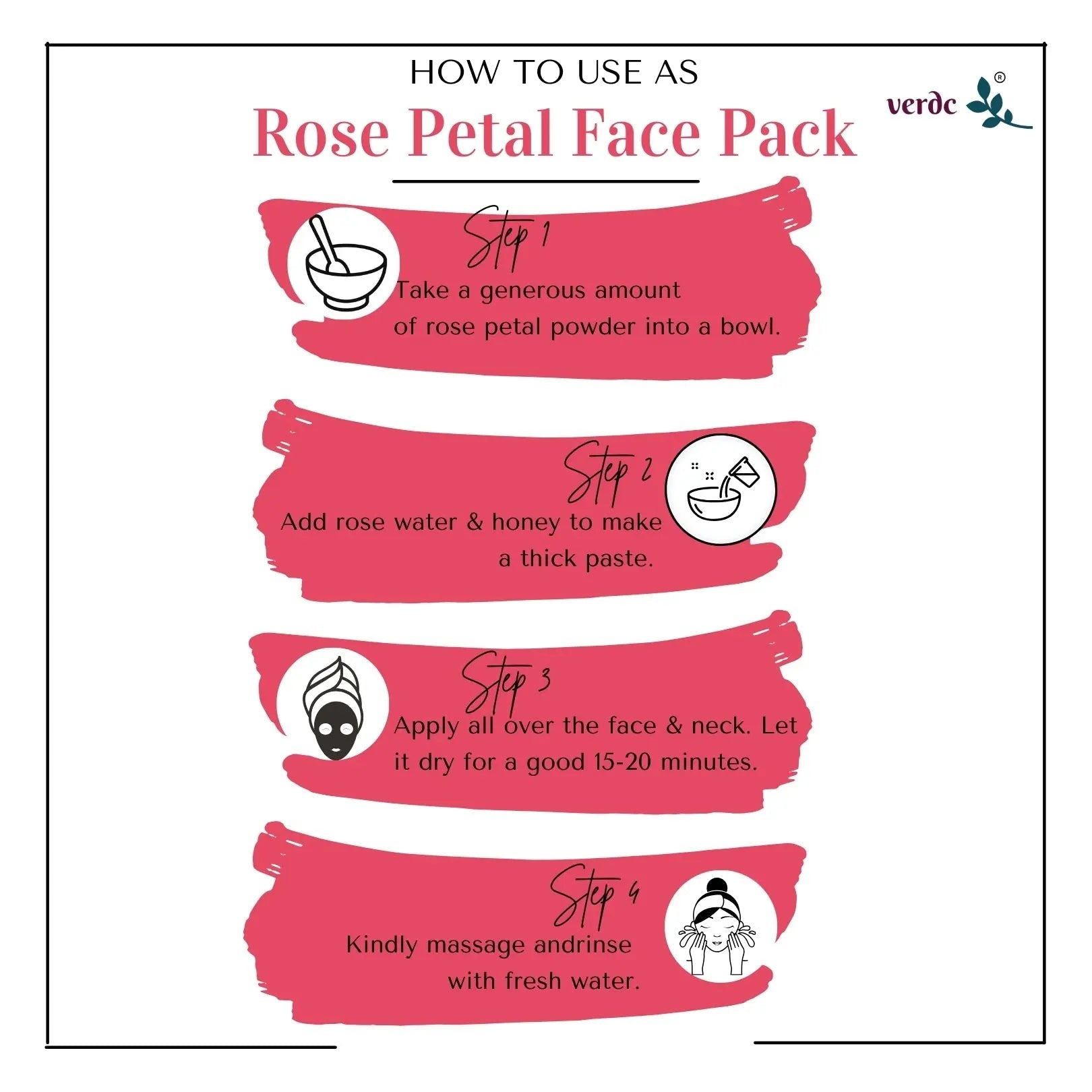 Pure & Natural Rose Petals Powder for Face/Hair/Lip -Glowing Skin
