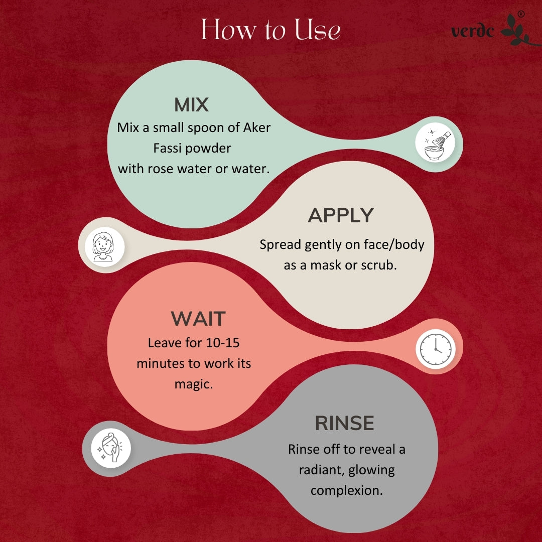 Moroccan Aker Fassi Powder |100% Authentic Traditional Moroccan Skincare - Brightens & Evens Skin Tone | All Skin Types (50 GM) - verdc