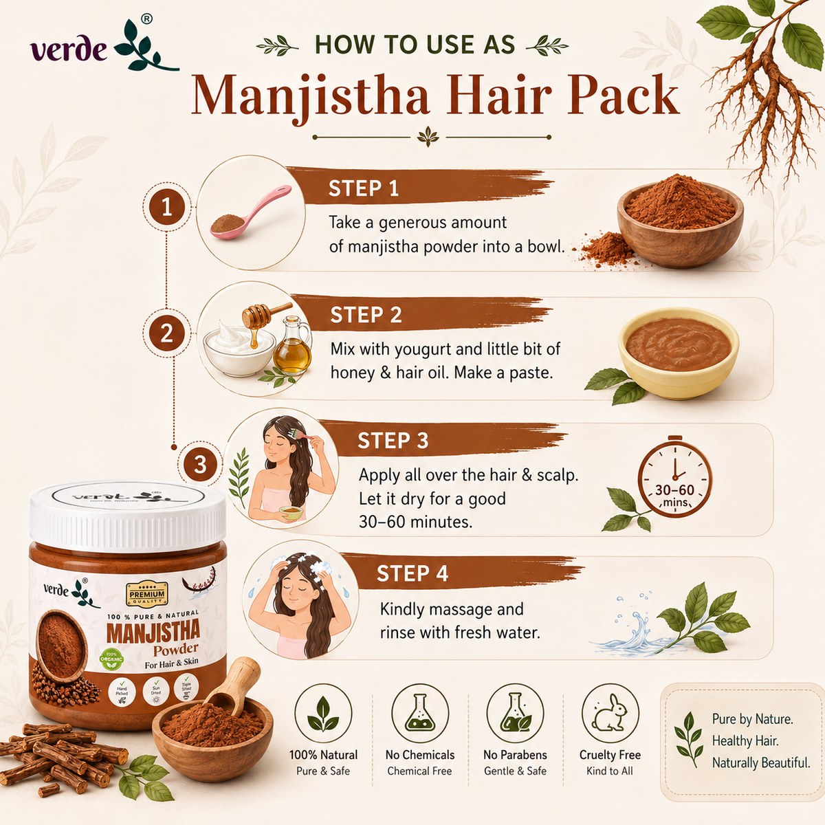 Pure & Natural Manjistha Powder for Face/Hair/Skin
