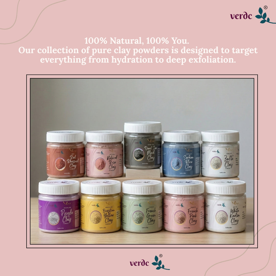 Natural French Pink Clay Powder | Cleanse & Detoxify the Skin | Enhances Natural Glow - 150 GM verdc