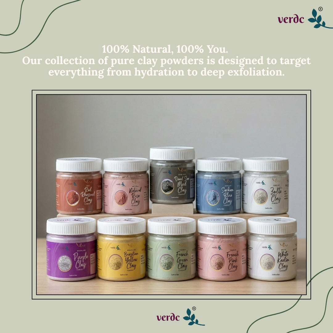 French Green Clay Powder | Acne & Blemish Support| Face Pack, Scrubs, & Cleansers (125 GM) verdc