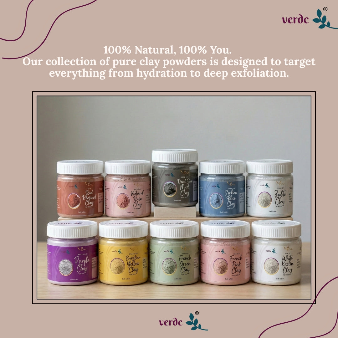 Natural Rhassoul Clay Powder for Deep Cleansing & Skin Texture- (200 GM) verdc