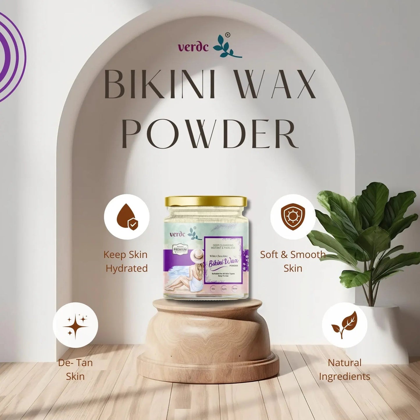 Bikini Wax Powder for Intimate Area - White Chocolate | Painless & Instant - All Skin Type