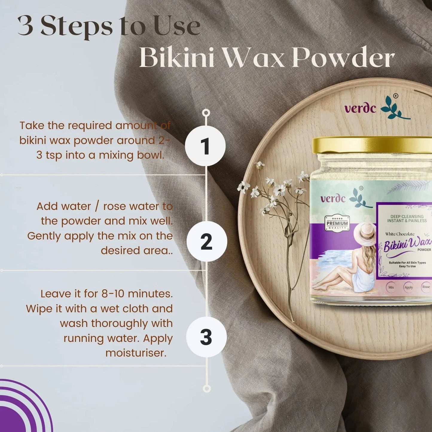 Bikini Wax Powder for Intimate Area - White Chocolate | Painless & Instant - All Skin Type