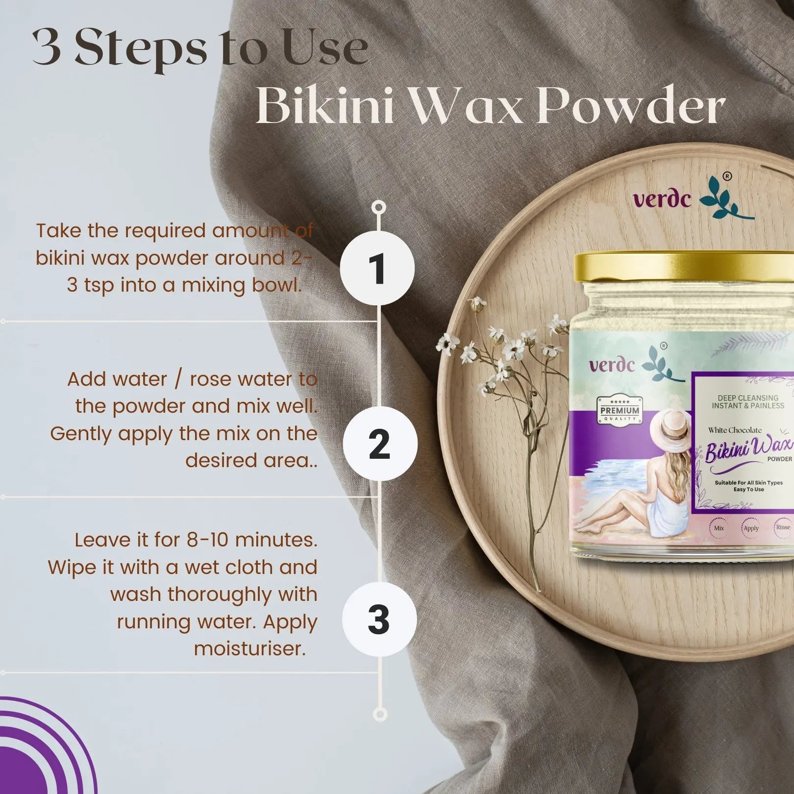 Bikini Wax Powder for Intimate Area - White Chocolate | Painless & Instant - All Skin Type