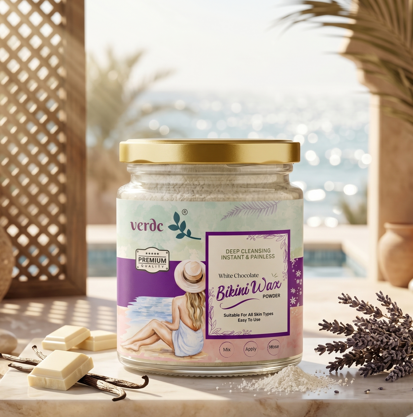 Bikini Wax Powder for Intimate Area - White Chocolate | Painless & Instant - All Skin Type