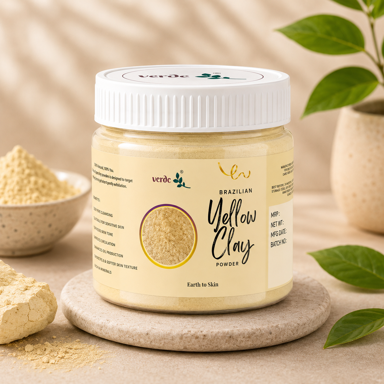 Brazilian Yellow Clay Powder for Skin Radiance & Skin Firming (125 GM)