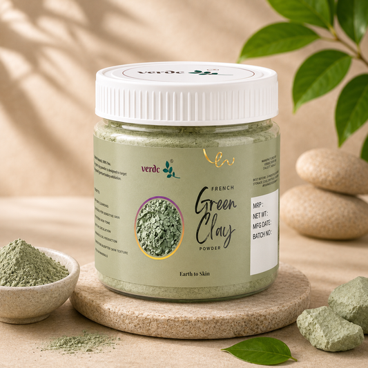 French Green Clay Powder | Acne & Blemish Support| Face Pack, Scrubs, & Cleansers (125 GM)