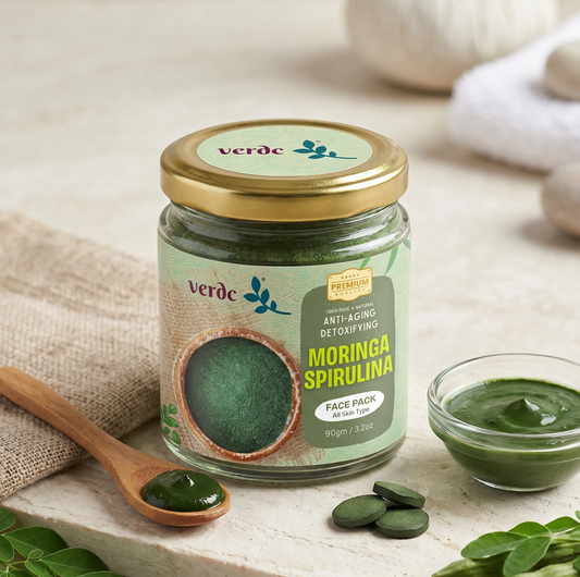 Moringa Spirulina Face Pack Powder For Anti-aging & Detoxifying For Men & Women