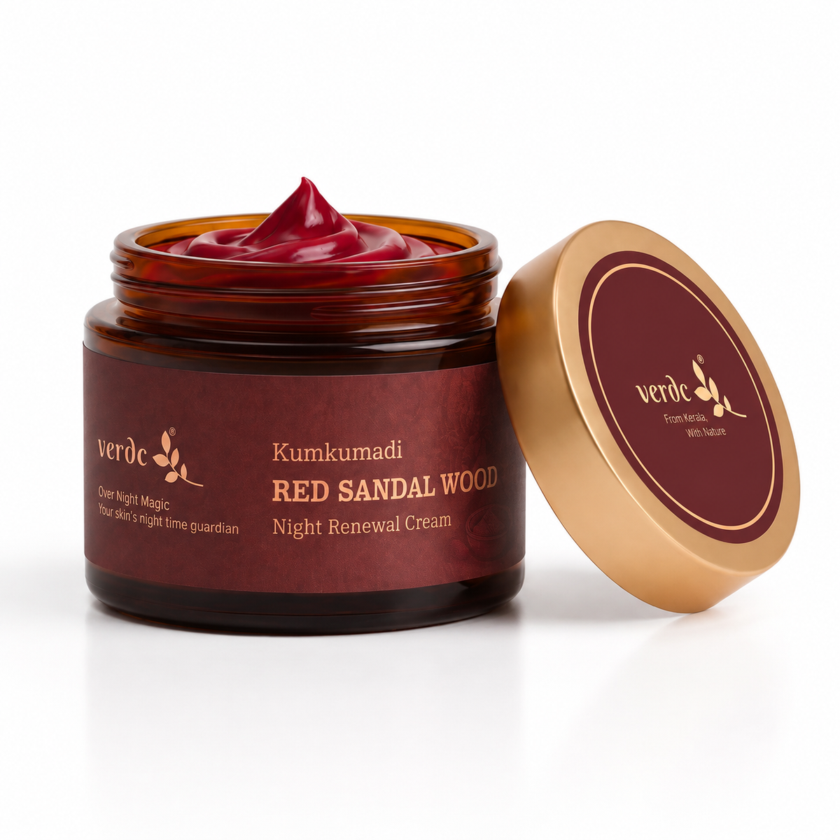 VERDC Kumkumadi Red Sandalwood Night Renewal Cream product close-up