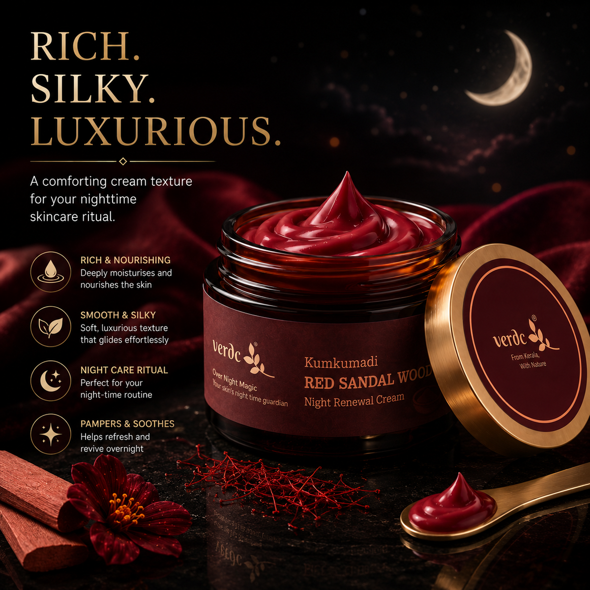 VERDC Red Sandalwood Night Renewal Cream rich silky texture